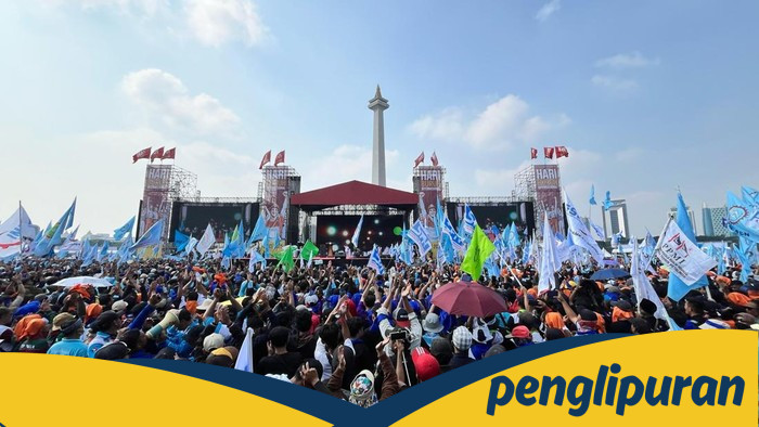 **Puan hingga Airlangga Hadiri Perayaan Hari Buruh di Monas, Presiden Prabowo Turut Ikut**