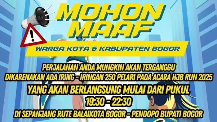 Malam Ini, Ada Event Lari dari Kota ke Bogor! Rute Ini Rawan Keblokade