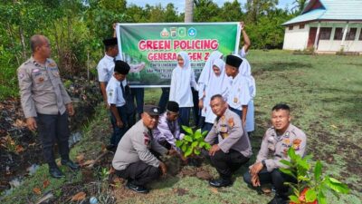 **Dukung Green Policing, Siswa TK hingga SMA di Meranti Tanam Pohon untuk Pelestarian Lingkungan**