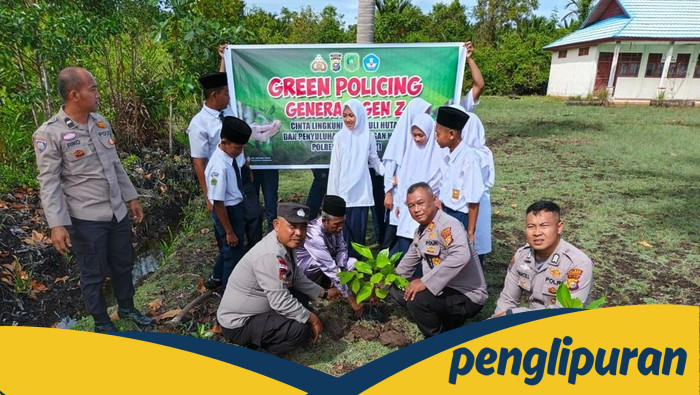 **Dukung Green Policing, Siswa TK hingga SMA di Meranti Tanam Pohon untuk Pelestarian Lingkungan**