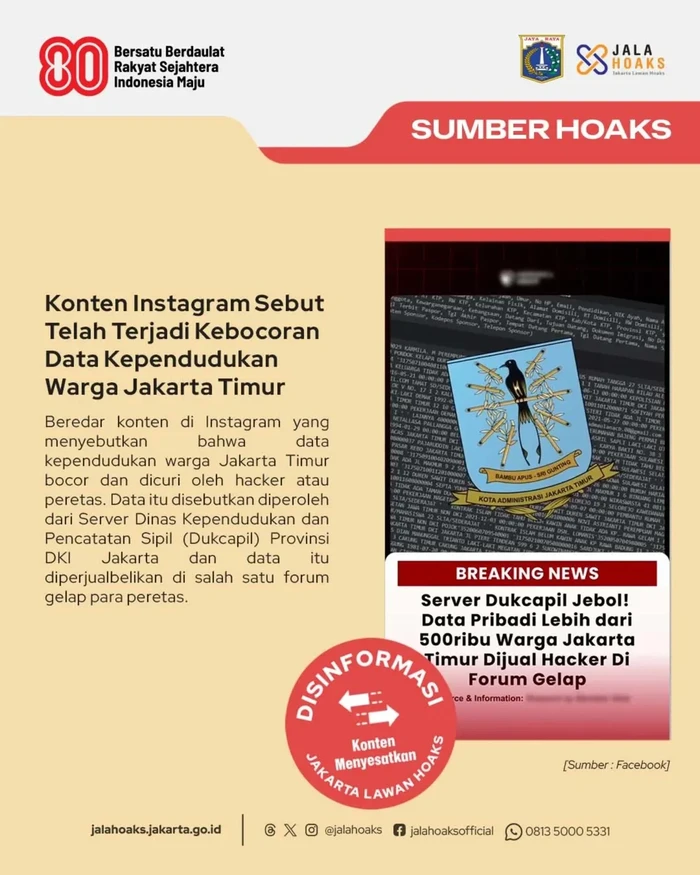Viral 500 Ribu Data Warga Disebut Dicuri dan Dijual, Pemprov Jakarta Klaim Hoax