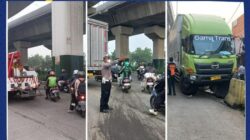 Truk Tabrak Separator di Jl Raya Bekasi, Lalin Macet Total!