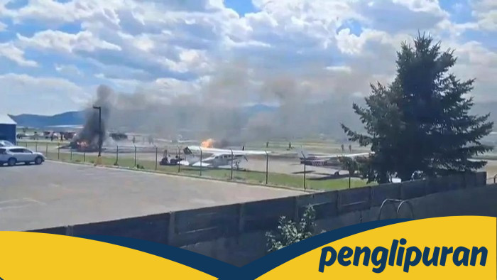 **Tragedi Bandara Montana: 2 Pesawat Tabrakan, Api Melahap, Tak Ada Cedera Serius**