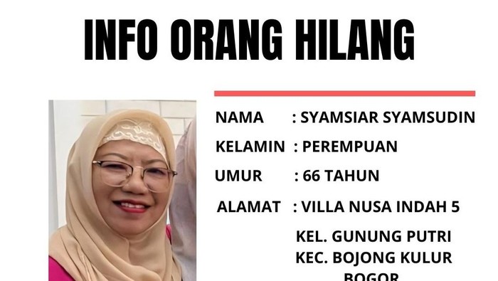 **Tolong! Wanita Lansia Asal Bogor Hilang Sejak Kemarin, Upaya Penyelamatan Terus Dilakukan**
