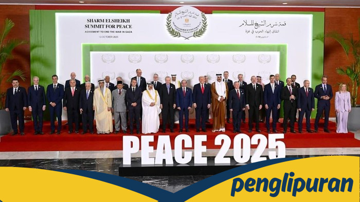 Prabowo Berjejer dengan Trump, El-Sisi, dan Erdogan dalam Sesi Foto KTT Perdamaian Gaza