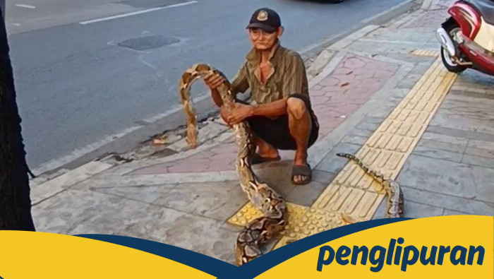 Viral Lansia Bentangkan Ular Piton, Cegah Pemotor Terobos Trotoar di Jaktim!