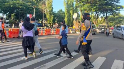 **Patroli ‘Mojang Lodaya’ dari Polwan Bogor Siaga di CFD Tegar Beriman**