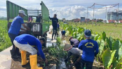 **Petugas-Warga Binaan Lapas Purwokerto Bersama Masyarakat, Bersihkan Irigasi dan Salurkan Bansos di Pamijen**
