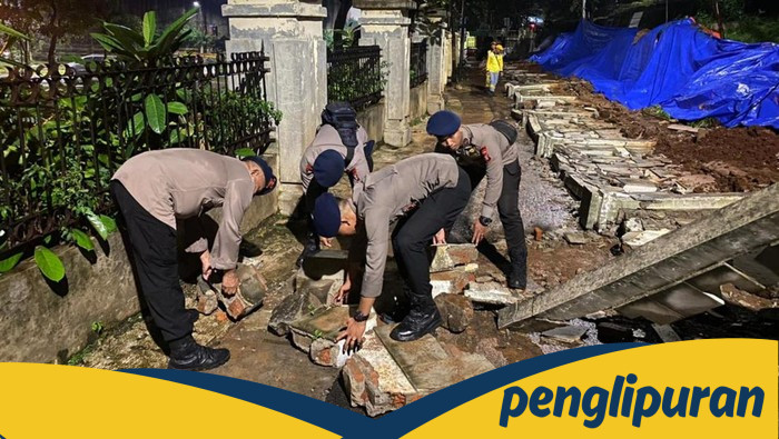 Brimob Polda Metro Jaya Bantu Tangani Tembok Pembatas TPU Jeruk Purut Roboh: Darurat Kemanusiaan atau Bencana Pengelolaan?