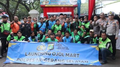 Peduli Komunitas Ojek Online, Polres Tangsel Resmi Luncurkan ‘Ojol Mart’ di Serpong Utara