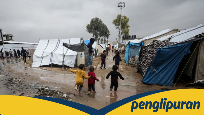 Warga Gaza Menangis, Banjir Rendam Tenda Pengungsian, Bantuan Siap?