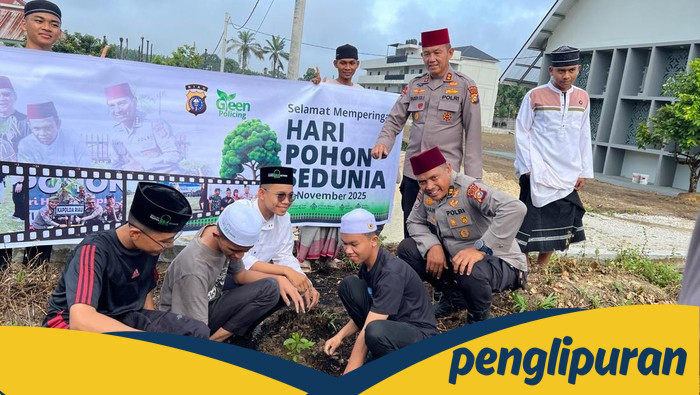 Polda Riau dan Ratusan Santri Tanam 100 Pohon, Gugat Krisis Lingkungan Dunia!