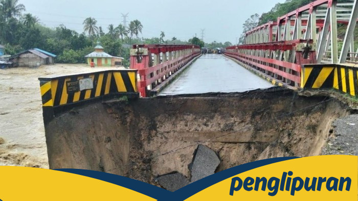 Jembatan di Jalan Nasional Tapanuli Utara Ambruk, Akses Desa Terputus Akibat Banjir-Longsor