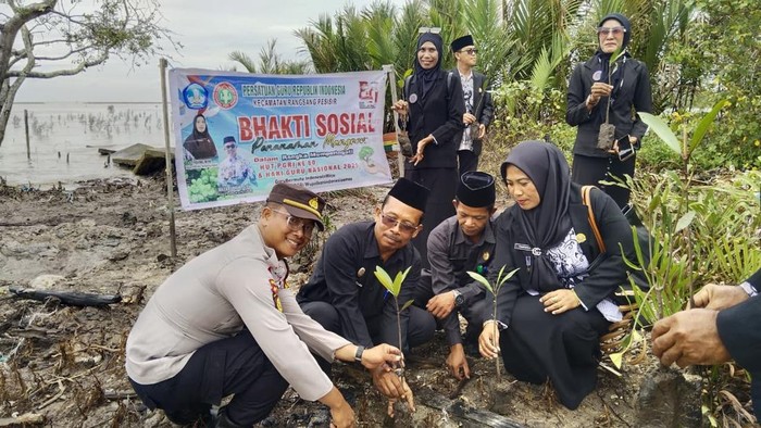 **Gerakan 21 Ribu Pohon di Meranti: Pelajar dan Bhabin Tanam Mangrove Bersama**
